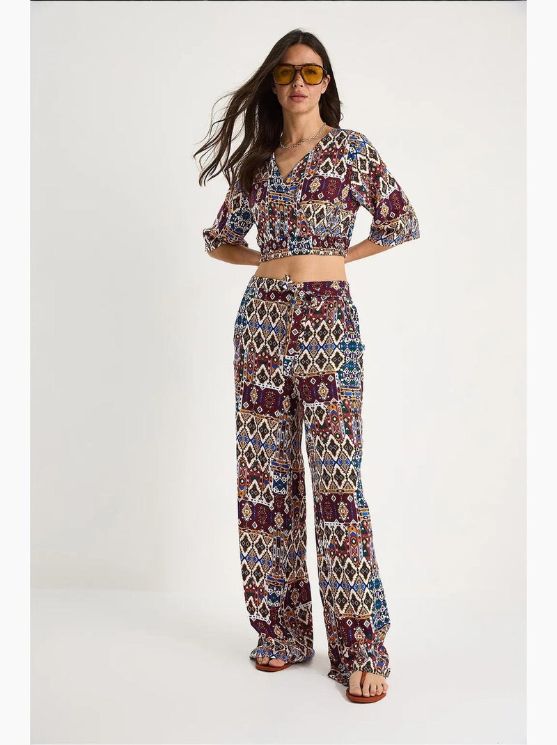 Conjunto de blusa e calças cropped estampadas lucci Vermelho bordô - Kiabi