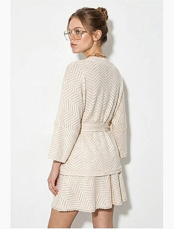 Conjunto de blusa e saia de algodão com padrão geométrico lucci