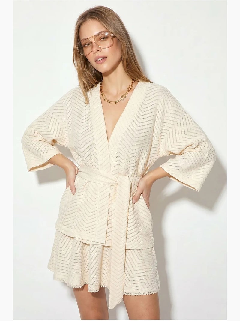 Conjunto de blusa e saia de algodão com padrão geométrico lucci Creme - Kiabi