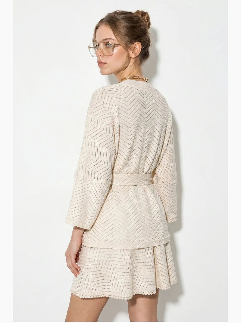Conjunto de blusa e saia de algodão com padrão geométrico lucci Creme - Kiabi