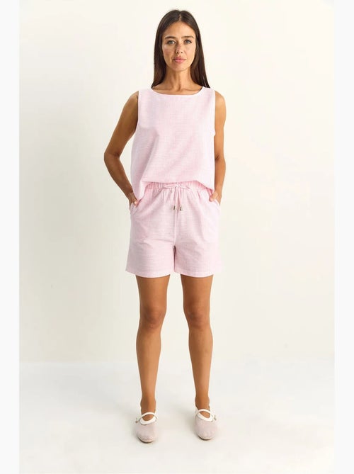 Conjunto de blusa e shorts de seersucker às riscas lucci - Kiabi