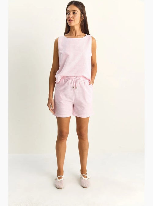 Conjunto de blusa e shorts de seersucker às riscas lucci - Kiabi