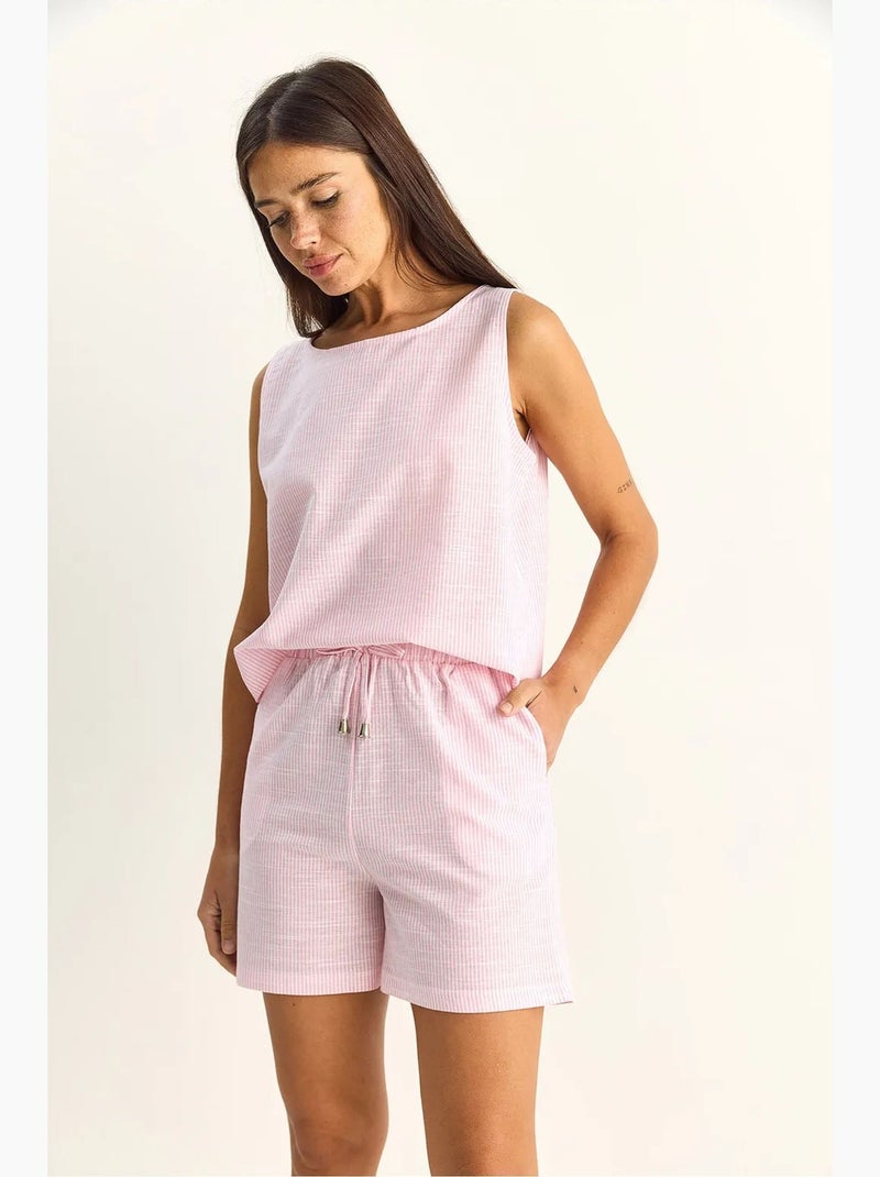 Conjunto de blusa e shorts de seersucker às riscas lucci Rosa-claro - Kiabi