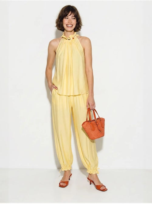 Conjunto de blusa halter e calças de cintura alta lucci - Kiabi
