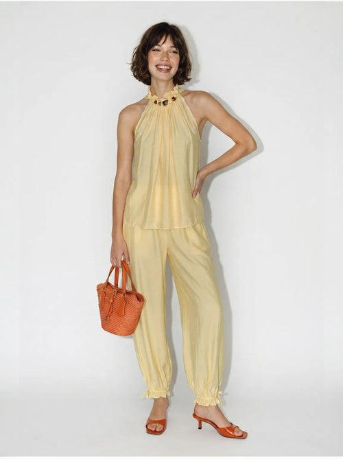 Conjunto de blusa halter e calças de cintura alta lucci - Kiabi