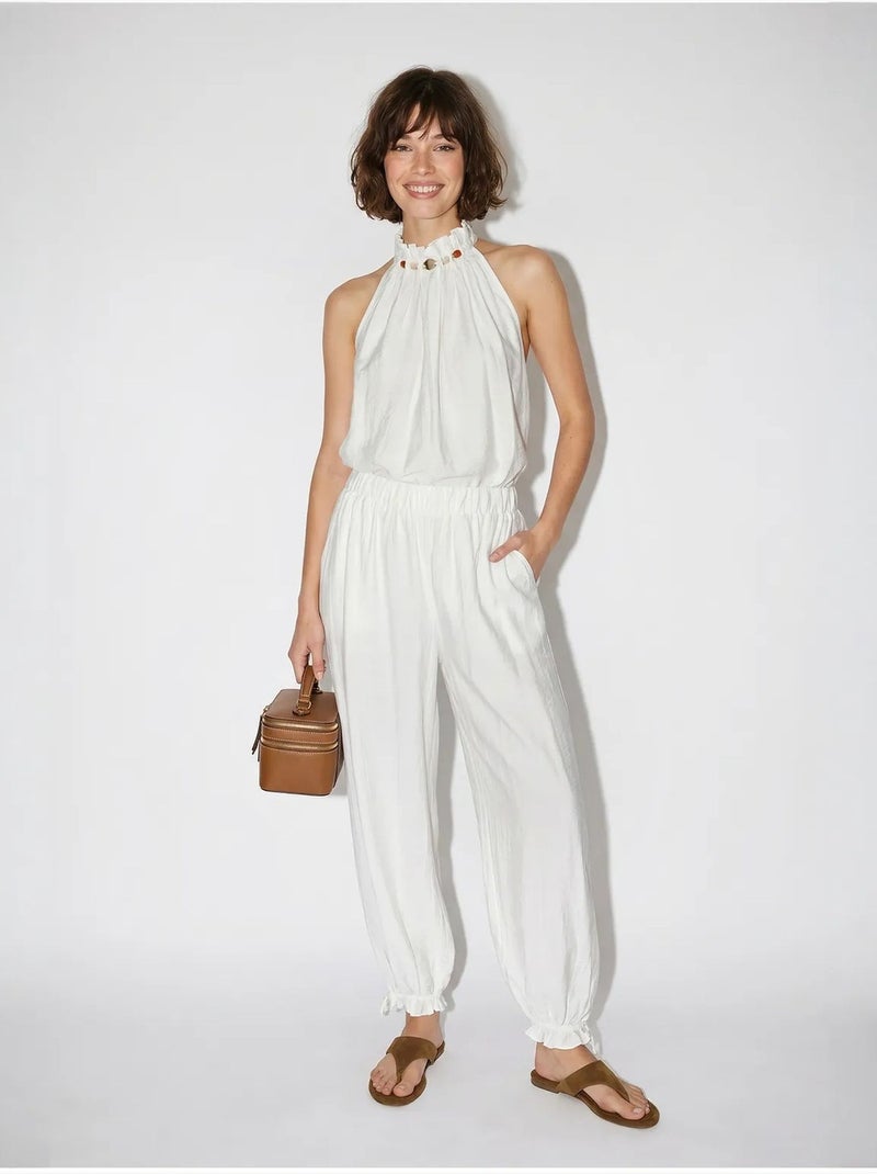 Conjunto de blusa halter e calças de cintura alta lucci Branco - Kiabi