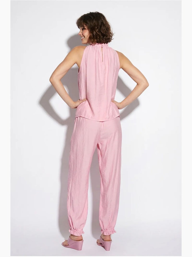Conjunto de blusa halter e calças de cintura alta lucci Rosa - Kiabi