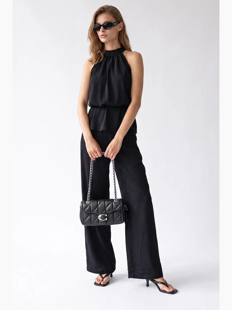 Conjunto de blusa halter e calças de perna larga mixray Preto - Kiabi