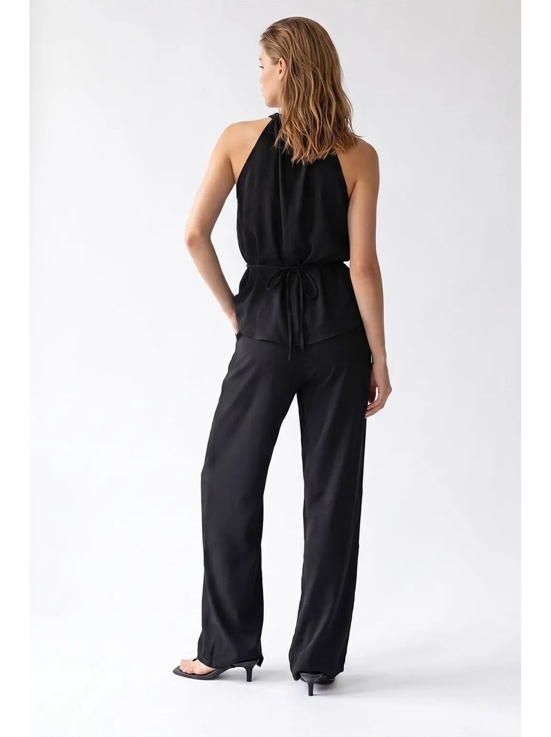 Conjunto de blusa halter e calças de perna larga mixray Preto - Kiabi