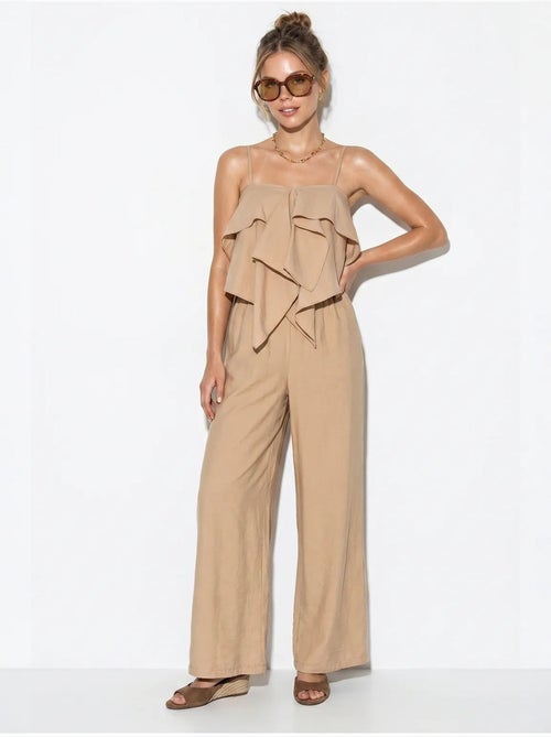 Conjunto de blusa sem alças com folhos e calças de perna larga lucci - Kiabi Conjunto de blusa sem alças com folhos e calças de perna larga lucci - Kiabi