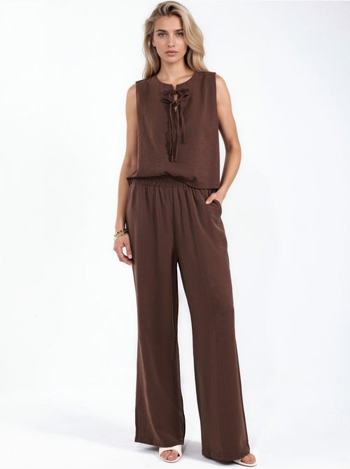 Conjunto de blusa sem mangas texturizada e calças de perna larga hiccup - Kiabi