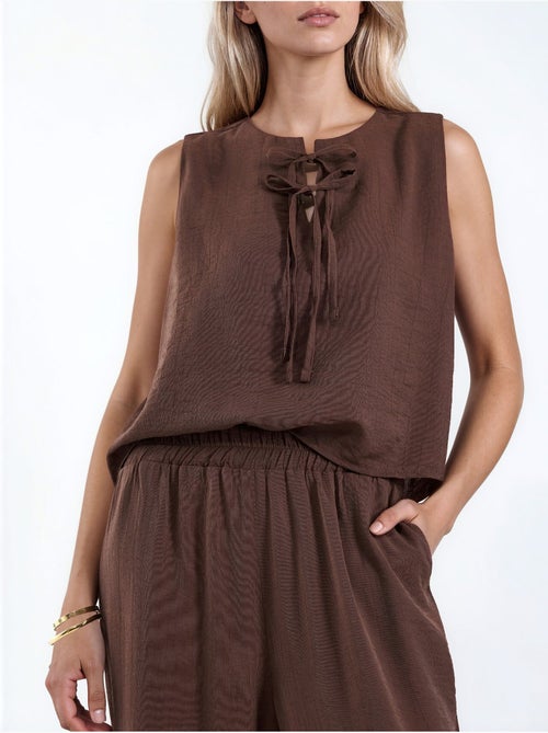 Conjunto de blusa sem mangas texturizada e calças de perna larga hiccup - Kiabi