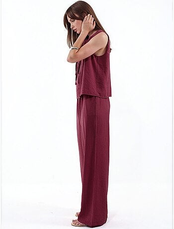 Conjunto de blusa sem mangas texturizada e calças de perna larga hiccup