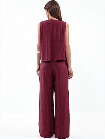 Conjunto de blusa sem mangas texturizada e calças de perna larga hiccup
