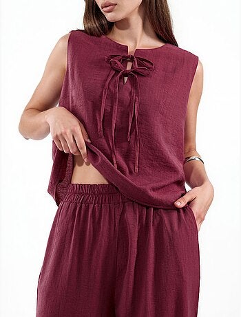 Conjunto de blusa sem mangas texturizada e calças de perna larga hiccup