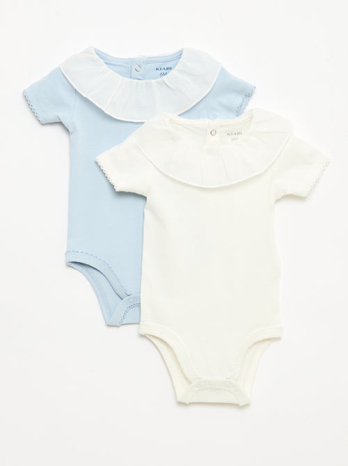 Conjunto de bodies com gola Claudine - 2 peças - Kiabi