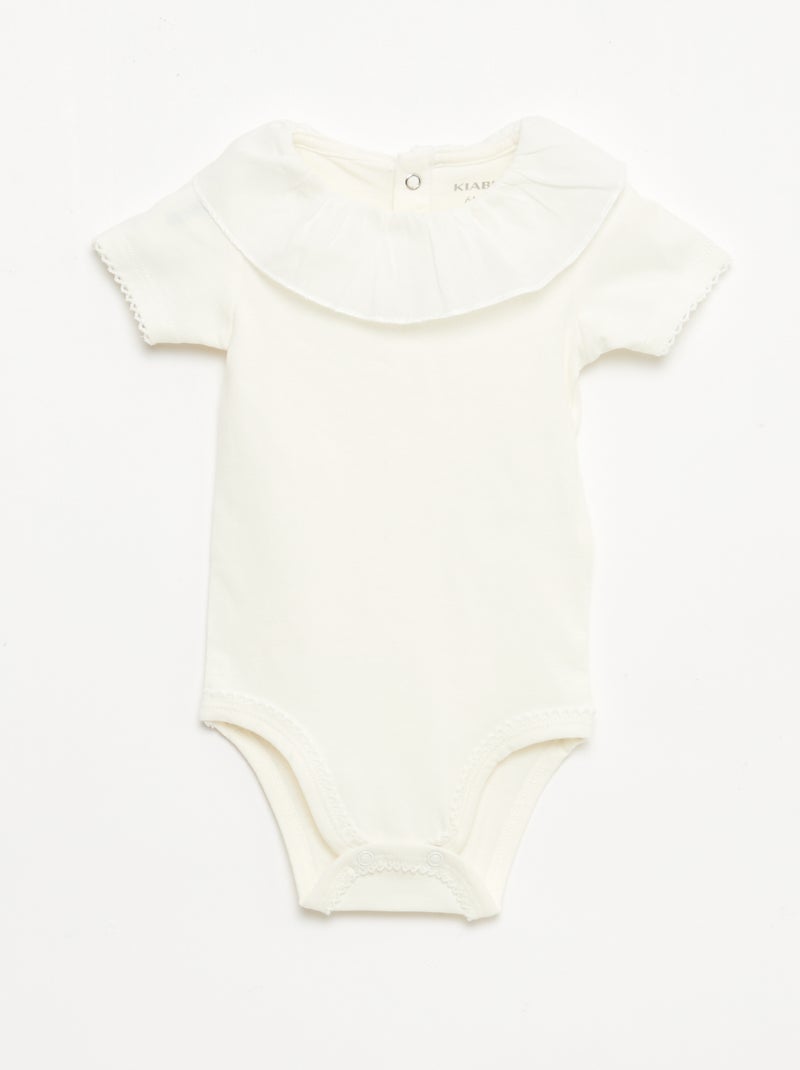 Conjunto de bodies com gola Claudine - 2 peças Branco - Kiabi