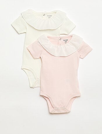 Conjunto de bodies com gola Claudine - 2 peças