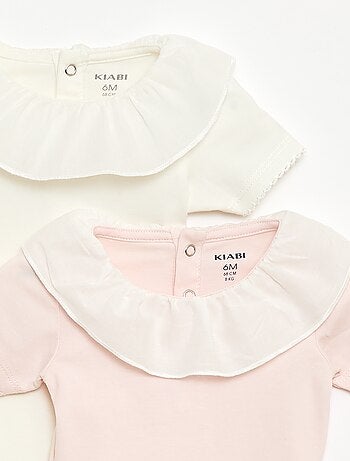 Conjunto de bodies com gola Claudine - 2 peças