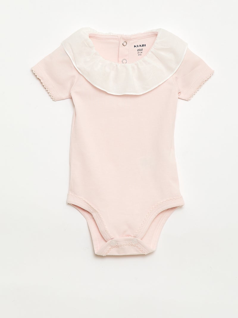 Conjunto de bodies com gola Claudine - 2 peças Rosa - Kiabi