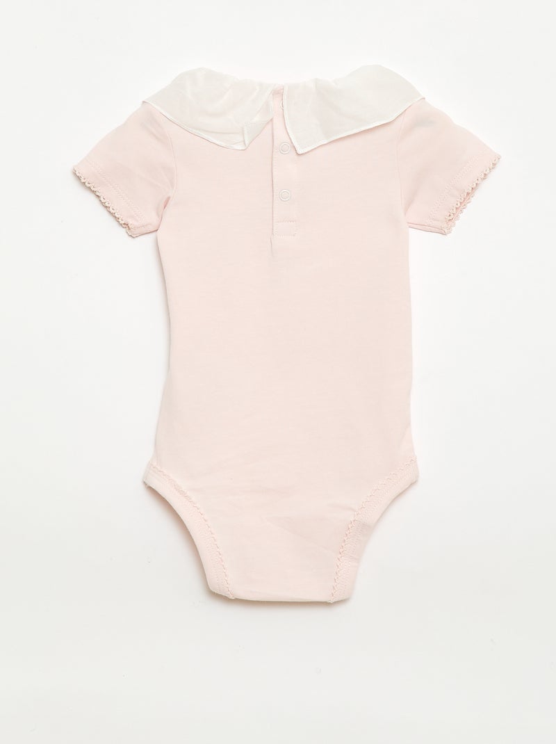 Conjunto de bodies com gola Claudine - 2 peças Rosa - Kiabi