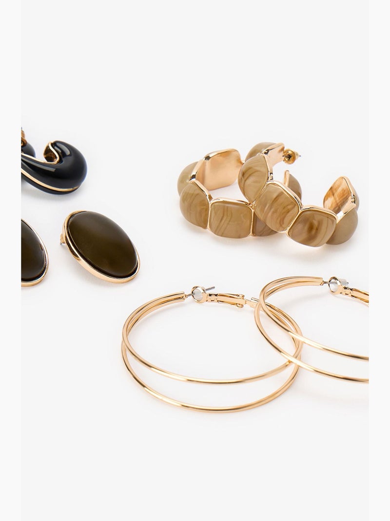 Conjunto de brincos nicole penti Preto Castanho - Kiabi