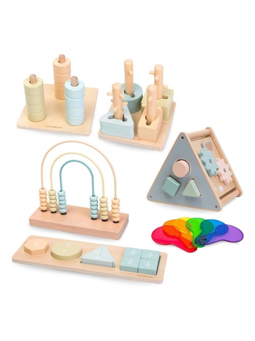 Conjunto de brinquedos montessori em madeira para crianças dos 2 aos 3 anos - Kiabi