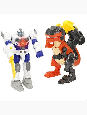 Conjunto de brinquedos robô vs. Dinossauro com sortimento de luz e som warrior tech