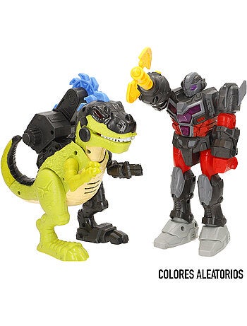 Conjunto de brinquedos robô vs. Dinossauro com sortimento de luz e som warrior tech