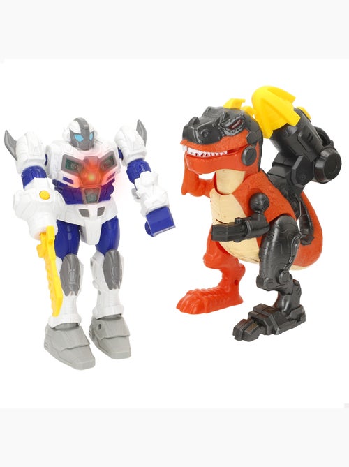 Conjunto de brinquedos robô vs. Dinossauro com sortimento de luz e som warrior tech - Kiabi Conjunto de brinquedos robô vs. Dinossauro com sortimento de luz e som warrior tech - Kiabi