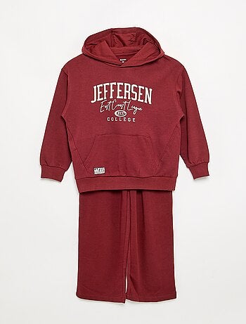 Conjunto de calças de jogging e sweat com capuz e fecho - 2 peças