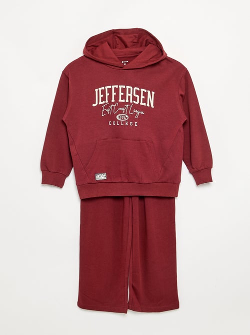 Conjunto de calças de jogging e sweat com capuz e fecho - 2 peças - Kiabi