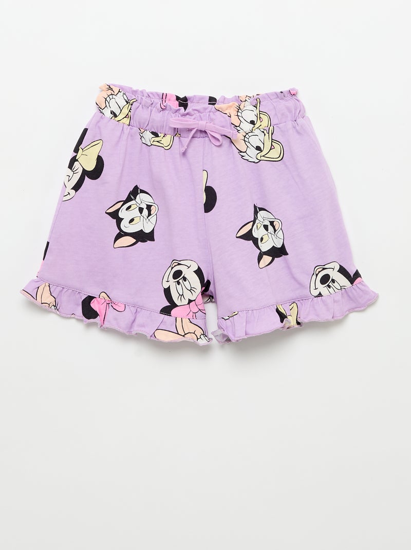 Conjunto de calções com folhos + T-shirt 'Disney' Violeta - Kiabi