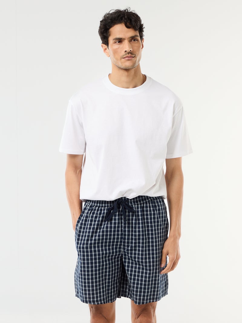 Conjunto de calções de noite com bolsos - 2 peças Azul - Kiabi