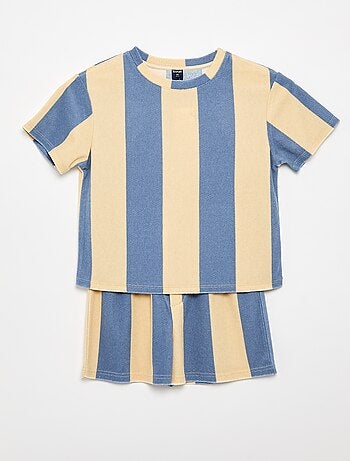 Conjunto de calções e T-shirt em malha felpuda