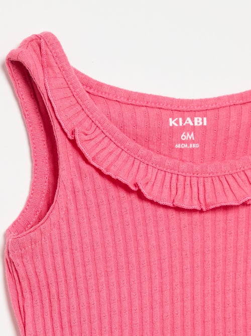 Conjunto de calções e top sem mangas em malha pointelle - Kiabi