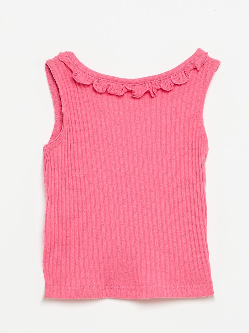 Conjunto de calções e top sem mangas em malha pointelle Rosa - Kiabi
