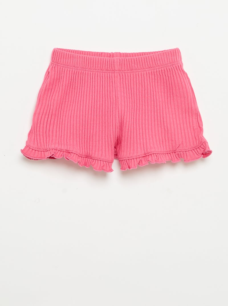 Conjunto de calções e top sem mangas em malha pointelle Rosa - Kiabi