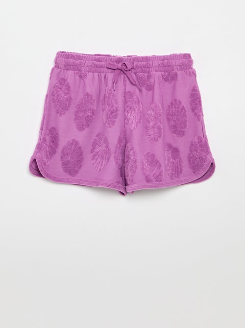 Conjunto de calções + T-shirt com detalhes em malha bouclé - Kiabi