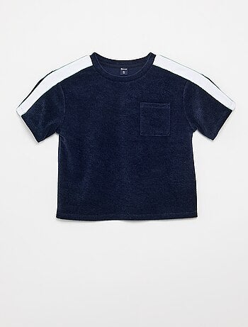 Conjunto de calções + T-shirt com faixas contrastantes
