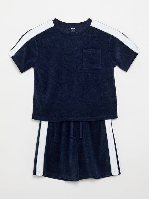 Conjunto de calções + T-shirt com faixas contrastantes - Kiabi