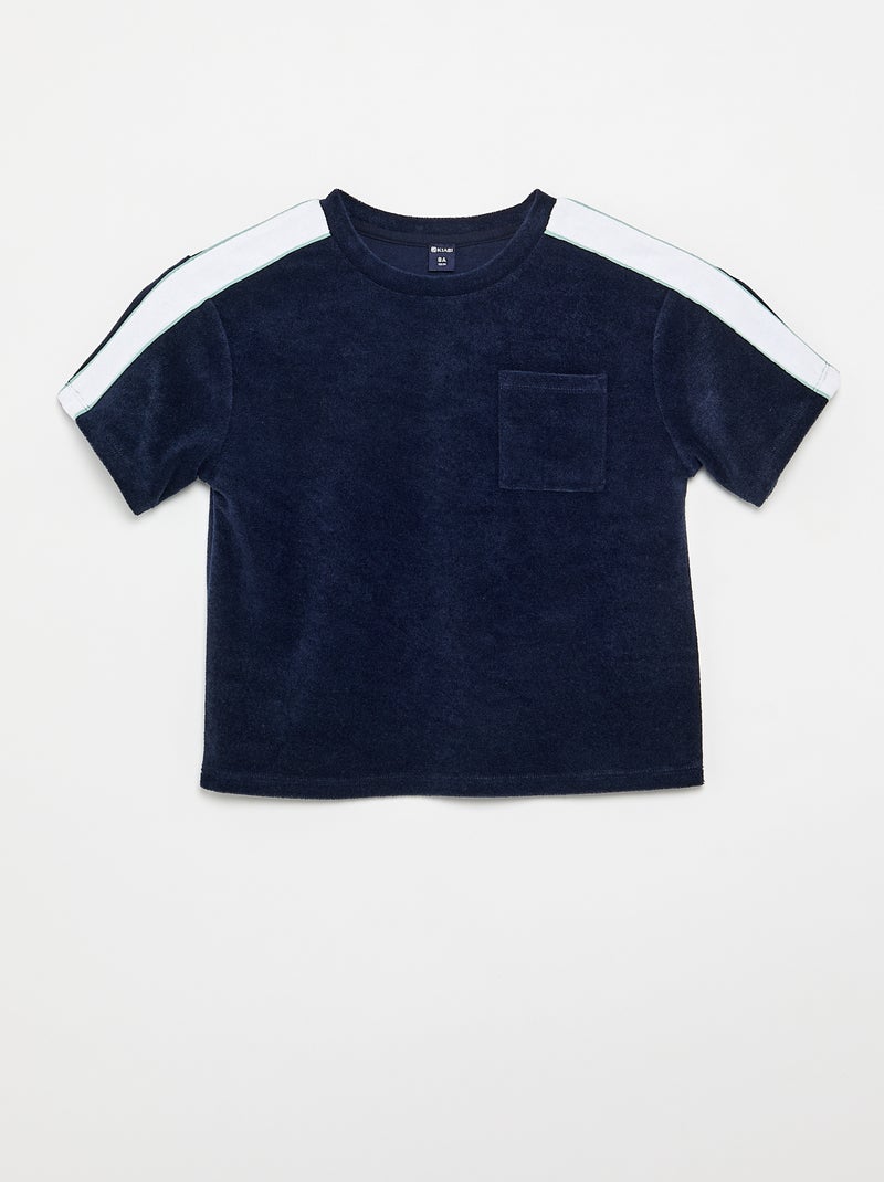 Conjunto de calções + T-shirt com faixas contrastantes Azul - Kiabi