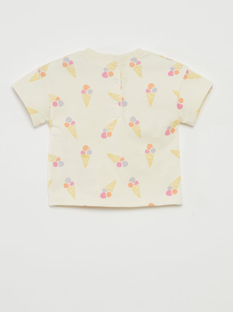 Conjunto de calções + t-shirt manga curta - 2 peças BRANCO - Kiabi