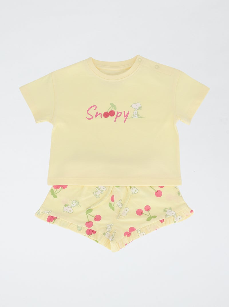 Conjunto de calções + T-shirt 'Snoopy' Amarelo - Kiabi