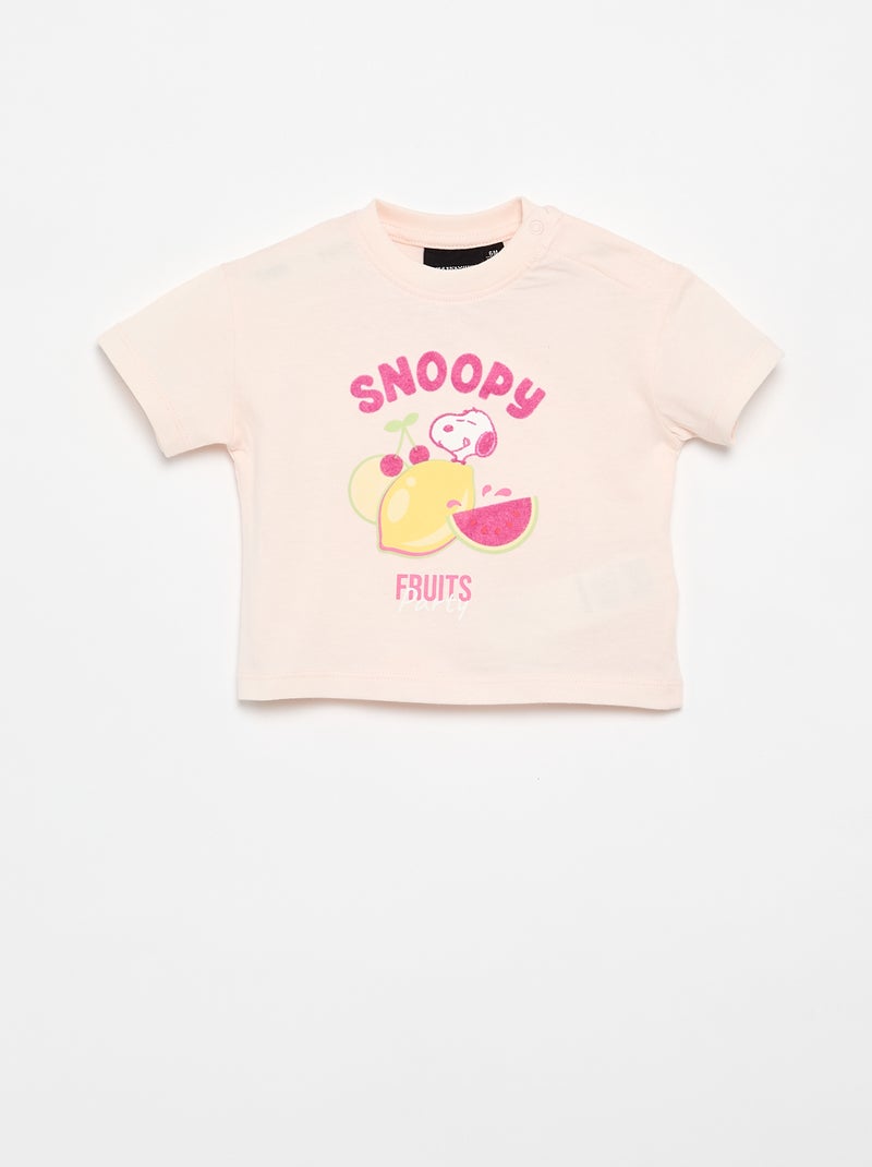 Conjunto de calções + T-shirt 'Snoopy' Rosa - Kiabi