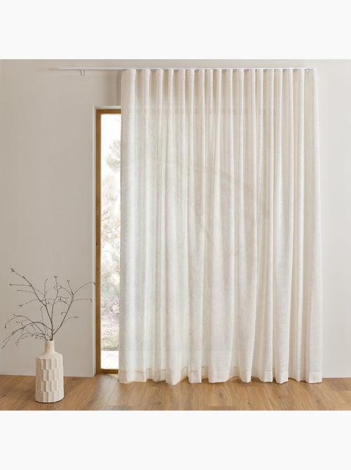 Conjunto de calhas ajustáveis com cortina de linho com pregas que permite a passagem da luz - Kiabi