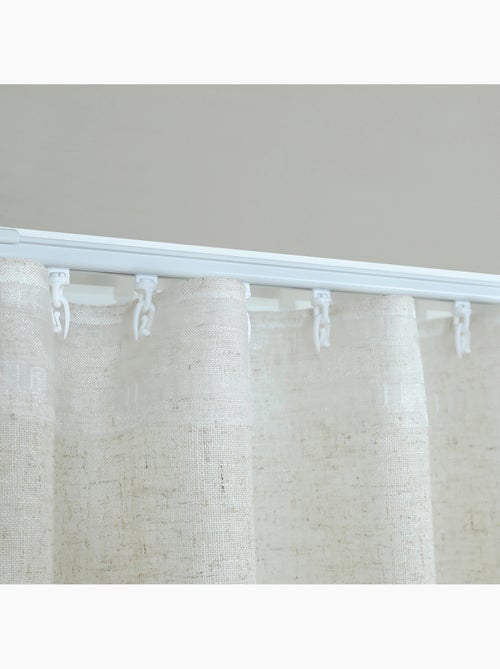 Conjunto de calhas ajustáveis com cortina de linho com pregas que permite a passagem da luz - Kiabi