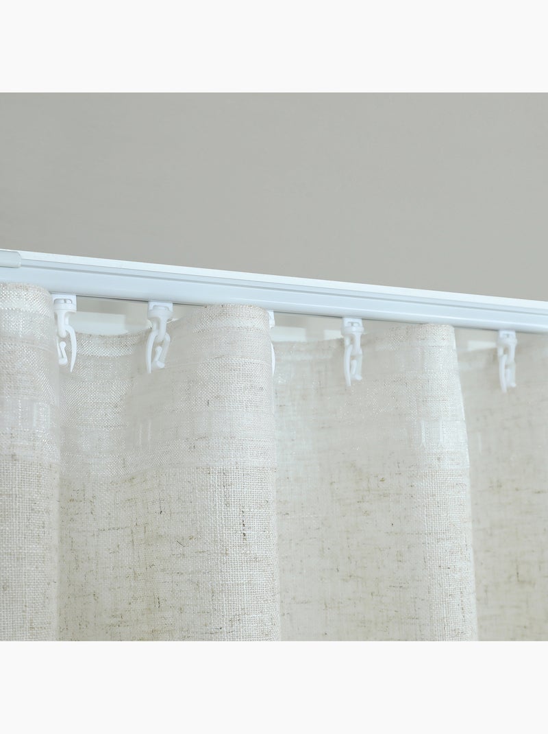 Conjunto de calhas ajustáveis com cortina de linho com pregas que permite a passagem da luz Bege claro - Kiabi