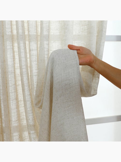 Conjunto de calhas ajustáveis com cortina de linho com pregas que permite a passagem da luz - Kiabi