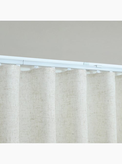 Conjunto de calhas ajustáveis com cortina de linho com pregas que permite a passagem da luz - Kiabi